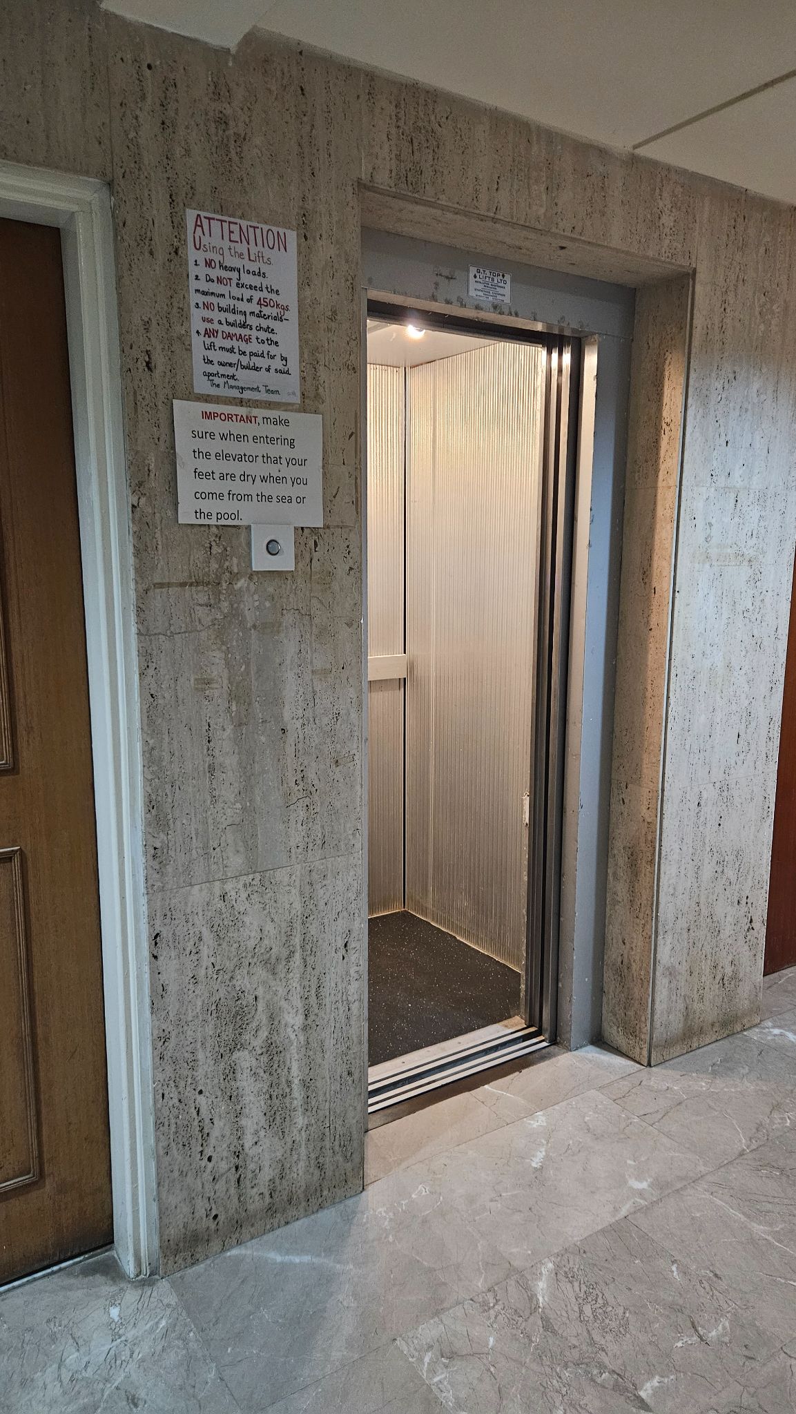 Elevator inside the building